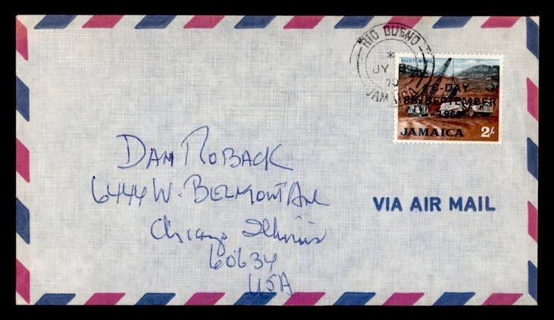 DR WHO 1970 JAMAICA RIO BUENO AIRMAIL TO USA R29162