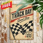 Automotive Racing Vintage Rustic Hanging Chain Board Metal Tin Sign Wall Decor