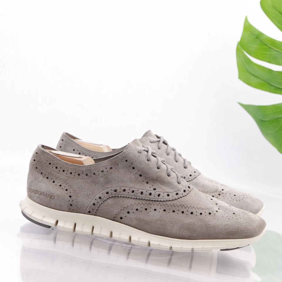 Cole Haan Womens ZeroGrand Sneaker Size 11 Wingtip Brogue Oxford Shoe Gray Suede