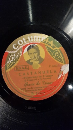 FLAMENCO 78rpm RECORD Columbia Photo GRACIA DE TRIANA Perico el del Lunar GUITAR - Picture 2 of 2