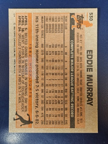 Tarjetas de béisbol 1978-1996 Eddie Murray HOF Baltimore Orioles tú eliges - Imagen 19 de 51