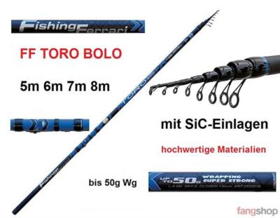 FF TORO BOLO hochwertige Bologneserute Rute leicht 5,00m 6,00m 7,00m 8,00m