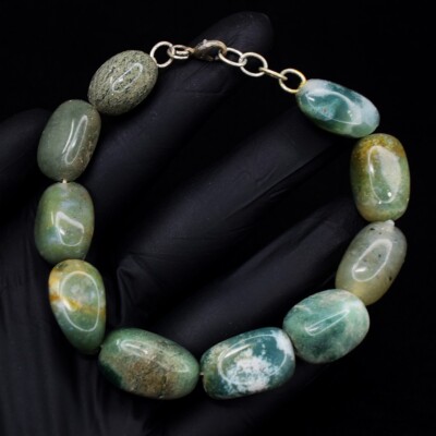 Precious Moss Agate 229.00 Cts  Beaded Beautiful Bracelet VK 11  E611