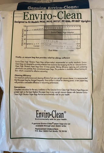 Sacchetti di carta sottovuoto originali Enviro-Clean. Parte # 266PB. Confezione Da 9 Sacchetti NUOVI - Foto 2 di 2