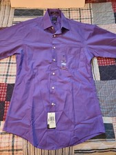 Arrow Men's Fitted Wrinkle Free-BRAND NEW-Collared Dress Shirt-Purple-14 1/2