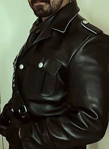 Men's Real Leather Jacket / Leather Tunics / Leather Shirt /BLUF/Police Jacket - Picture 2 of 5