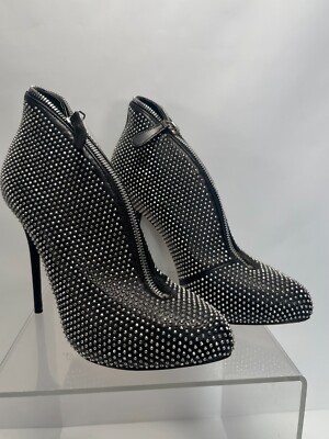 シューズ・サンダルその他 ALEXANDER MCQUEEN Woman High heel shoes Black 766886W4X25 Alexander McQueen Pearls On Black Satin Strappy High Heels