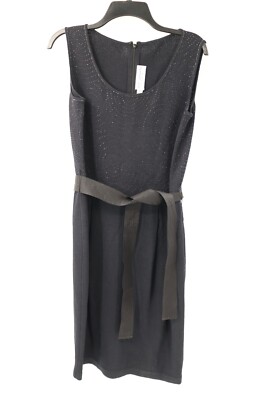 St. John Dress Womens 6 navy santana Knit Sparkle Rhinestone Sleeveless Pleated