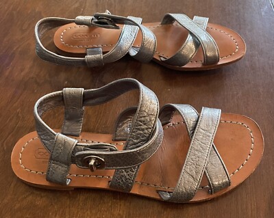 COACH Billie Cuba METALLIC GLADIATOR Sandals in WARM PEWTER Women’s Size  US