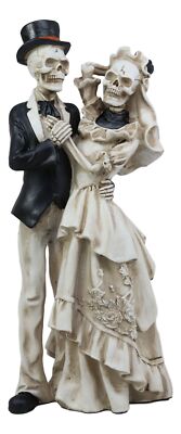 Love Never Dies Wedding Bride And Groom Skeleton Couple In Dancing Pose Figurine