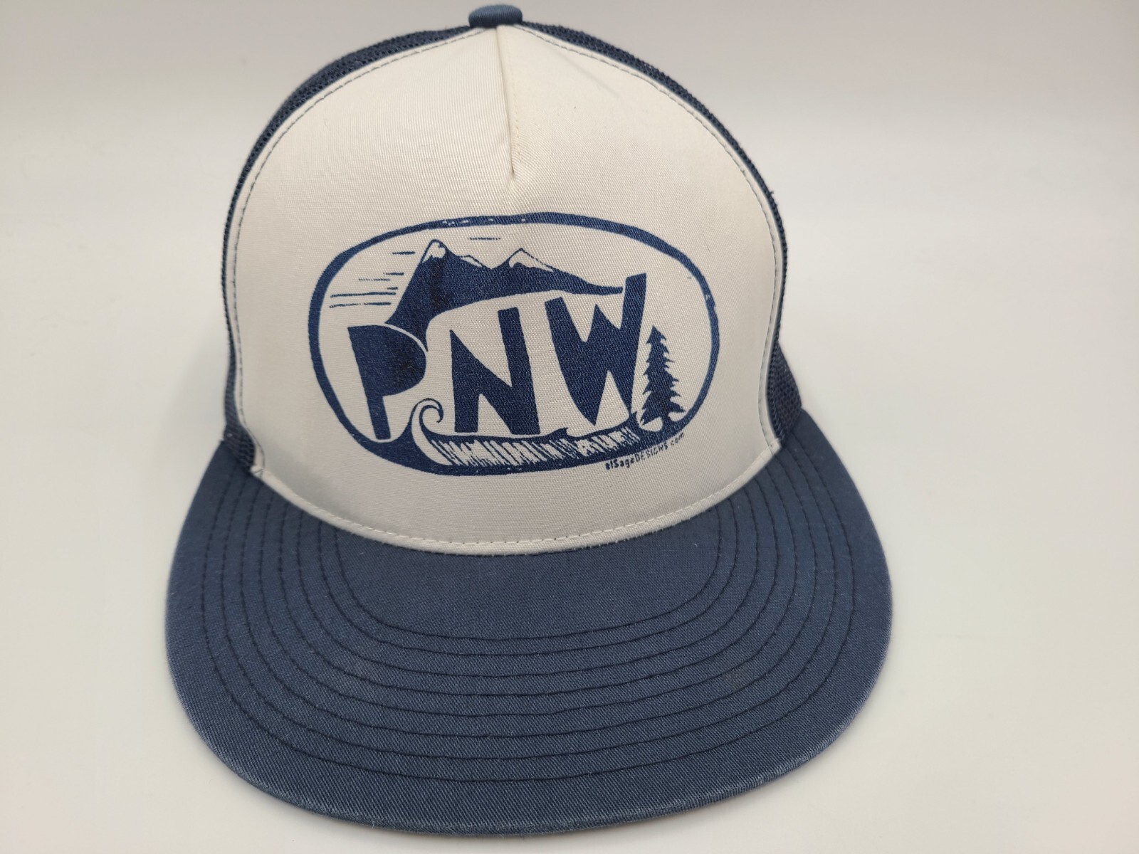 PNW Mesh Trucker Cap for Hiking - Blue & White for Men & Women  
