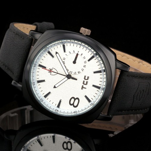 CURR Militar Ejército Cuarzo Reloj de Pulsera Para Hombre Cuero Moda Calendario TccFeiYue - Imagen 5 de 5