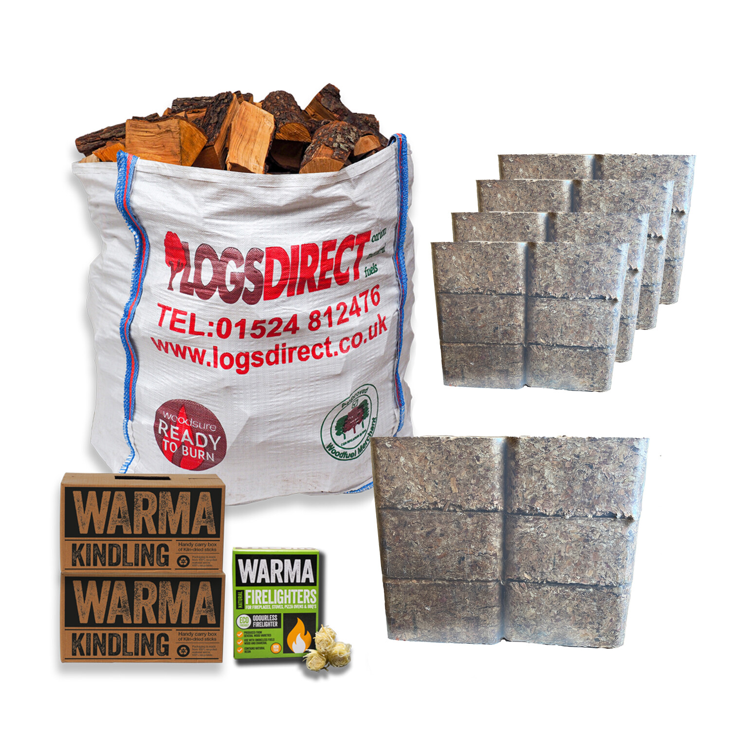 Kiln Dried Hardwood Firewood Logs Eco Briquette FREE Kindling Sticks  Firelighter | eBay