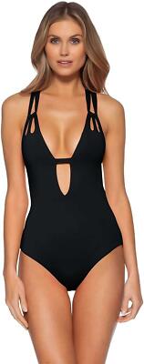 Becca by Rebecca Virtue 266630 Women's Skylar Plunge One Piece Swimsuit Size L