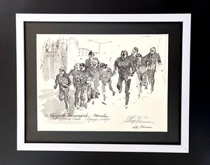 LEROY NEIMAN +  1972 Olympics VINTAGE SIGNED PRINT FRAMED + MUNICH SOVIET TEAM $