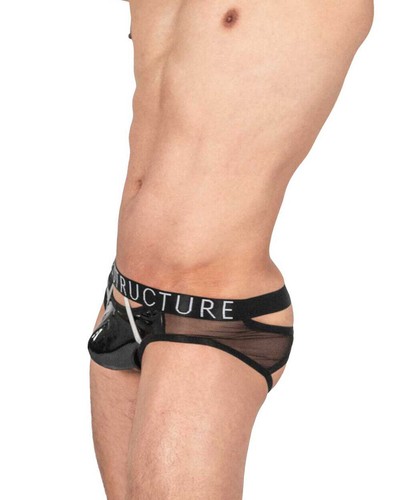 ESTRUCTURA PRIVADA Alpha Arnés Bajo Mini-Briefs Tonos de Negro Brillante 4416 108 - Imagen 4 de 8