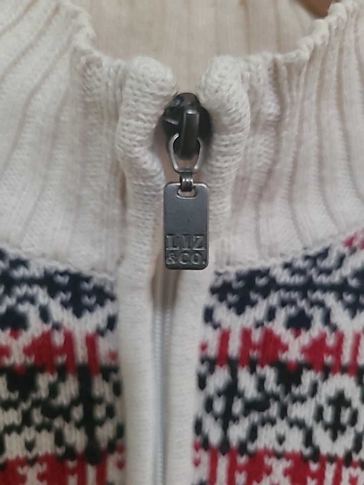 Cárdigan Vintage Liz Claiborne Ramie Y Algodón Cremallera Completa Talla XL Foto 3 de 4