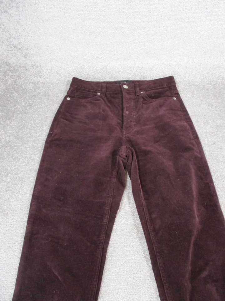 Pantalones Banana Republic Mujer 26 Púrpura Rojo Pana Botón Mosca Calce Ajustado Foto 2 de 4