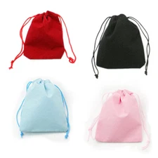 100PC Mixed Color Drawstring Velvet Pouches Jewelry Packing Party Gift Bag 7x5cm