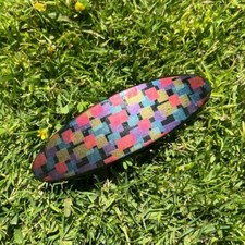 Vintage Geometric Hair Clip Barrette France Metallic Elongated Oval 4.5  GUC