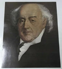 US President John Adams Portrait 11x14 Artist Poster Sam Patrick 1969 Bowmar USA