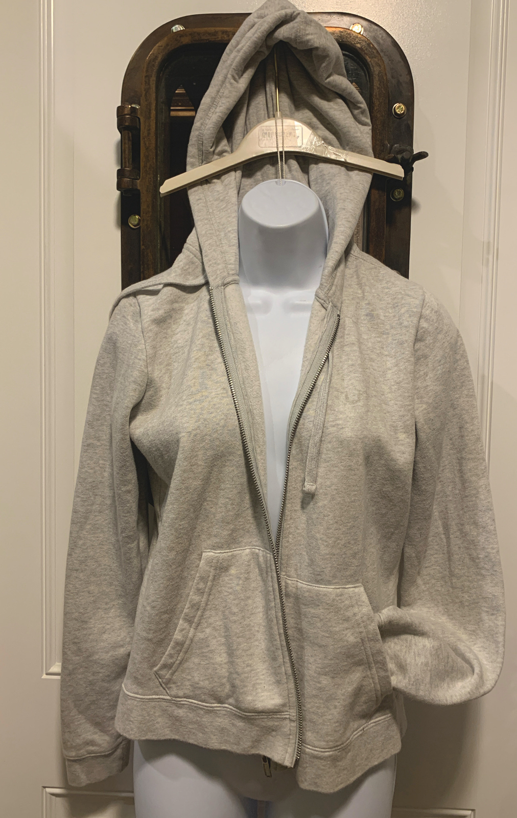 Felpa con cappuccio e zip True Religion donna grigia sezione fila taglia media