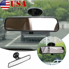 Car Truck Rear View Mirror Glass Suction Cup Stick On Interior Wide Adjustable