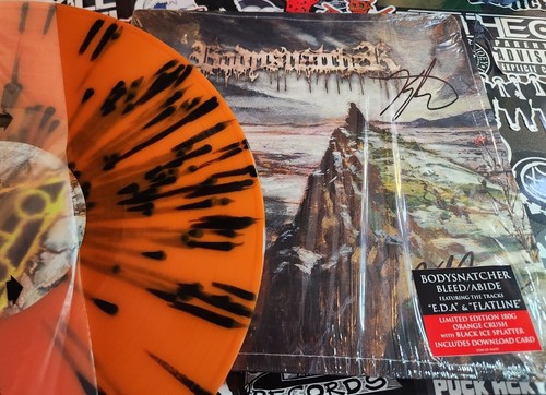 Bleed-Abide by BODYSNATCHER Signed Autographed Orange Black Splatter Vinyl LP - Picture 2 of 3