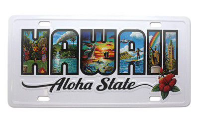 Hawaiian License Plate Hawaii Aloha State Novelty Island Wall Decor Tiki Bar NIB