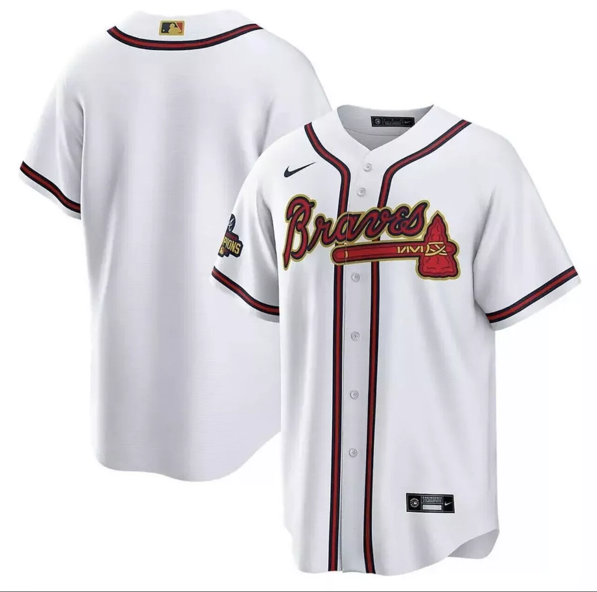 Nike 2021 World Series MLB Atlanta Braves White Gold Program Jersey 60 4XL