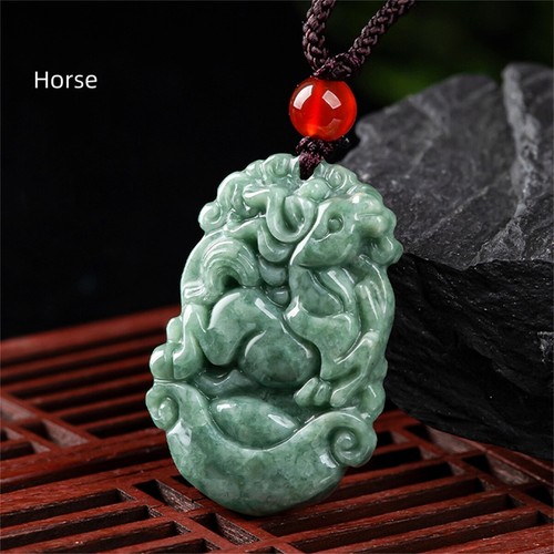 1pcs Natural Jade Pendant A Grade Twelve of Zodiac Bean Green Jadeite Necklace - Picture 14 of 31