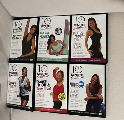 10 Minute Solution - 6 DVD Lot - Pilates, Toning, Dance, Fitness Ball Workout