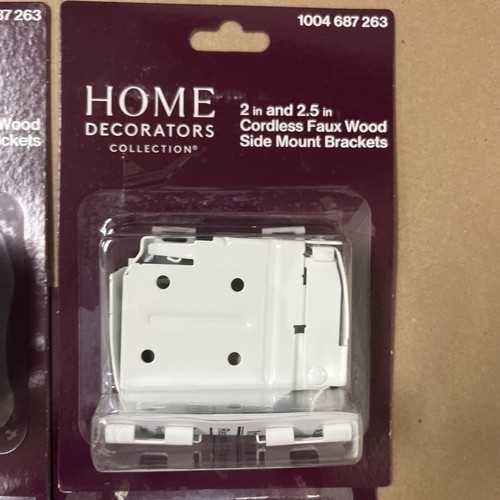 HDC 2 in. and 2.5 in. Cordless Faux Wood Side Mounting Bracket Set in White (6PK - Picture 2 of 5