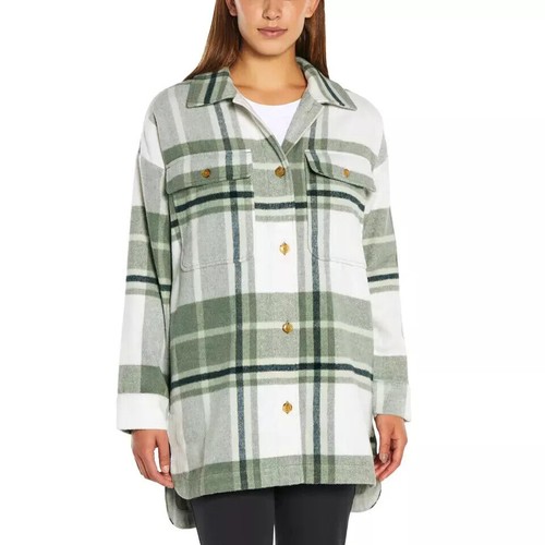 NWT! Banana Republic Women’s Plaid Flannel Shirt Jacket, Black/Green/Brown - 第 18/19 張圖片