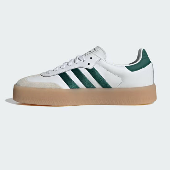 Женские кожаные туфли Adidas Sambae OG Белый/Зеленый/резинка - ID0440 Срочная доставка