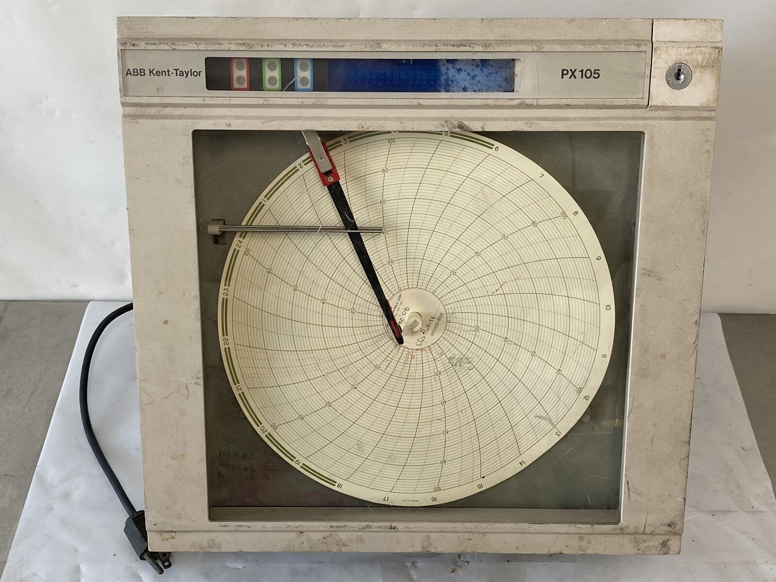 ABB KENT-TAYLOR PX105 3-CHANNEL CIRCULAR CHART RECORDER, 115/230VAC