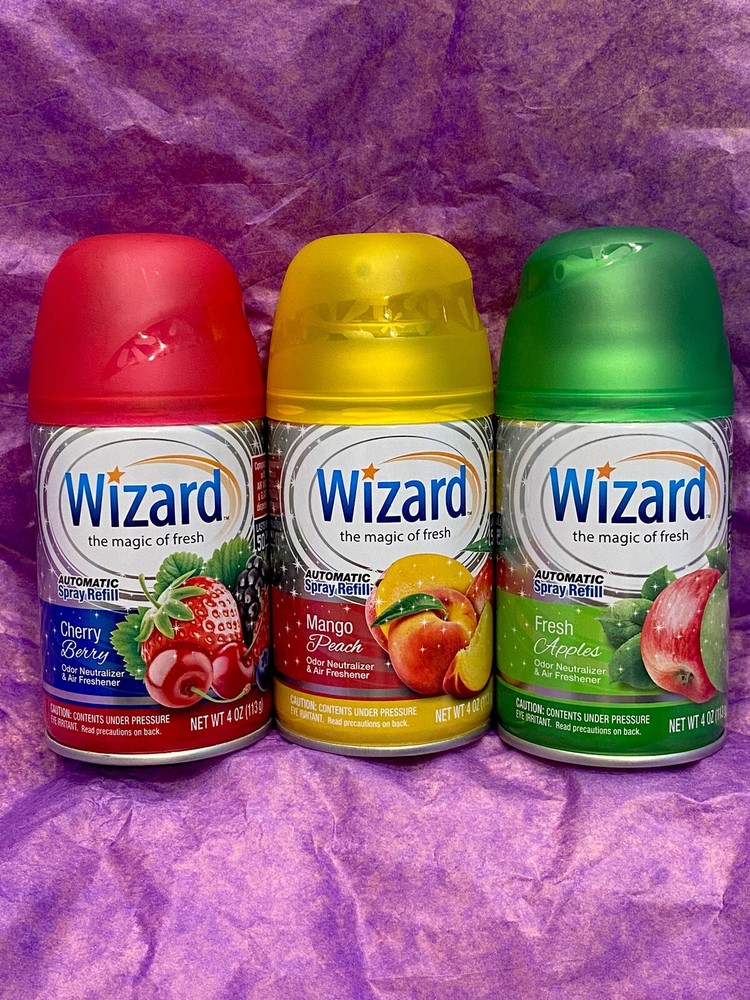 3-WIZARD Automatic Air Spray Refills Fits Air Wick/Glade Dispensers FRUITS PACK