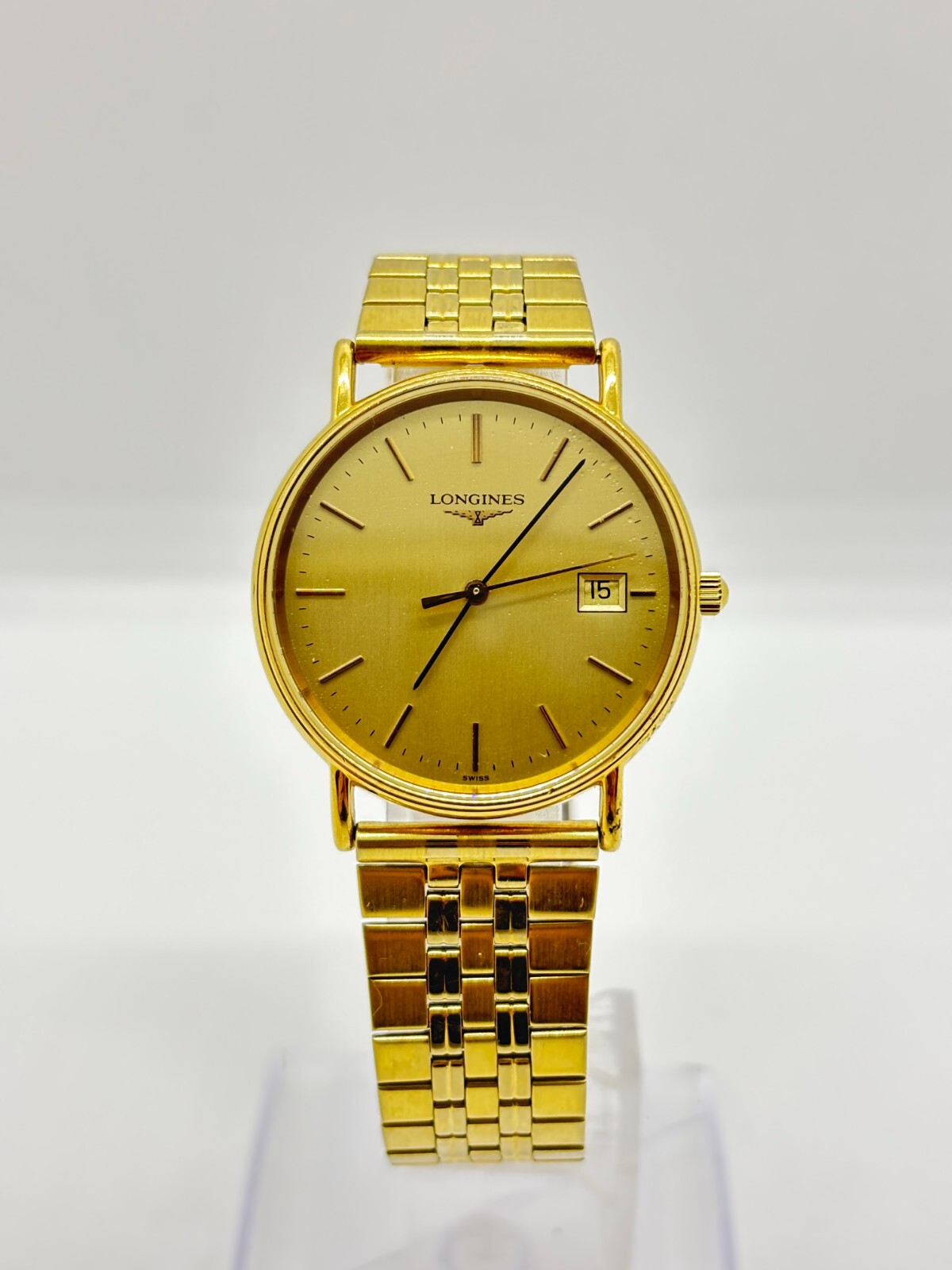 Near MINT Longines Grand Classic L4 636 2 Gold Dial Quartz Mens Watch Preowned