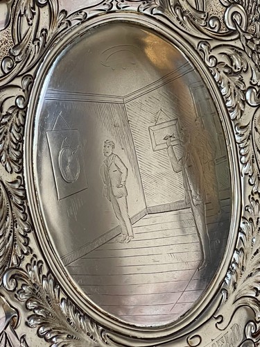 Antike englische Dart Spiel Trophäe Auszeichnung Schild Eiche Plakette Silberplatte um 1909 - Bild 4 von 20