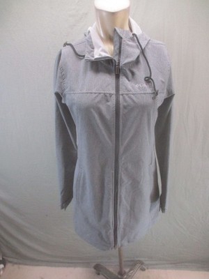 Columbia Size S Womens Gray Hooded Drawstring Full Zip RainResistant Jacket 602