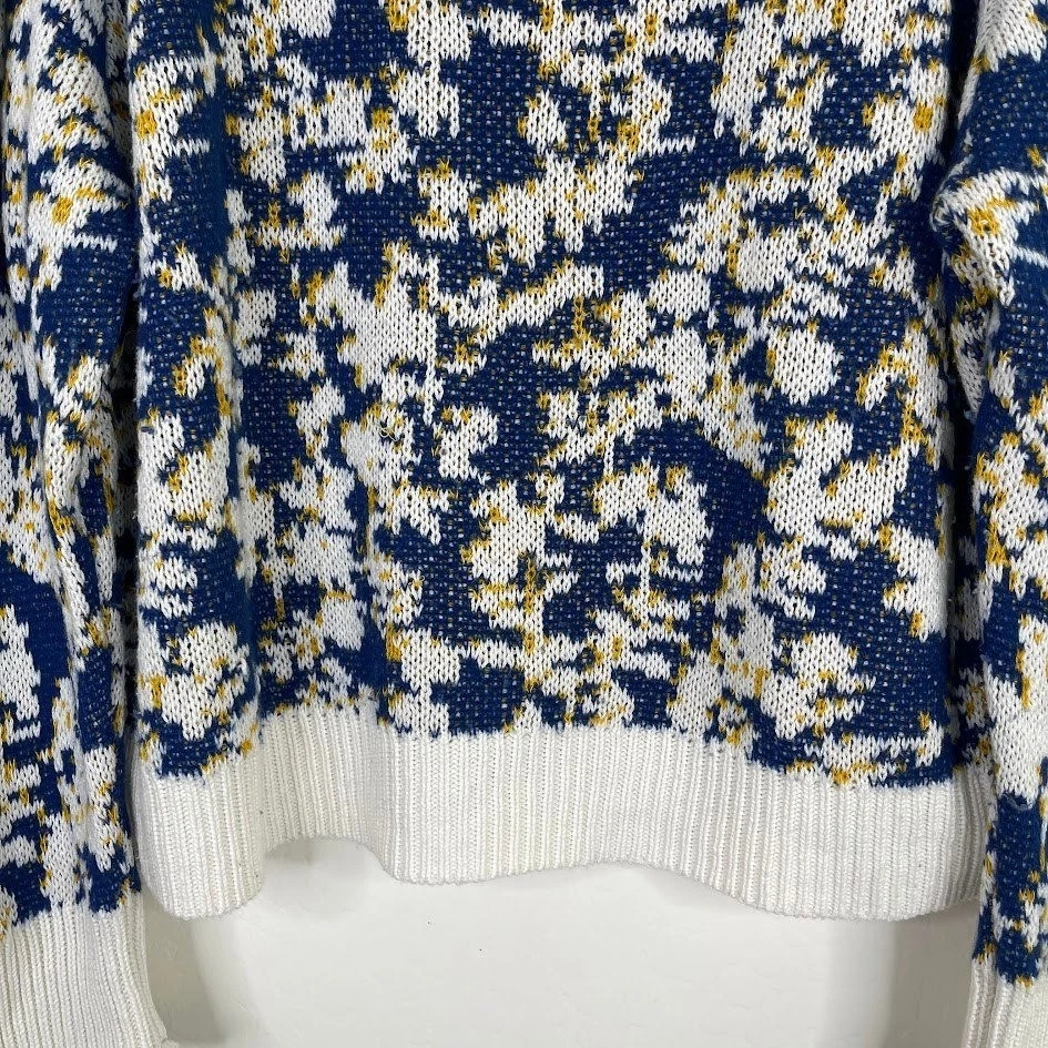 Lafayette 148 Cashmere Cotton Silk Jacquard Print Pullover Sweater Artsy Size L - Image 4 of 4