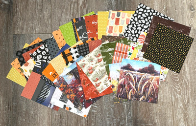Lot 40 sheets 6x6 Fall, Halloween themed retired  Stampin' UP! Designer Papers