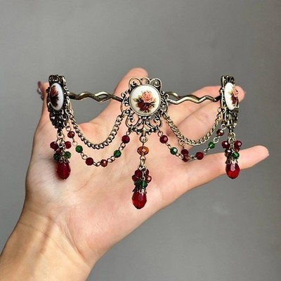 Vintage Gothic Rose Tassel Choker Necklace for Women Elegant Fashion Jewelry
