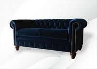 Chesterfield Blaue Wohnzimmer Modern Design Couchen Sofa Neu Samt Stoff MöBel