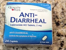Quality Plus Anti-Diarrheal Loperamide HCI 2mg 24 caplets exp: 11/27