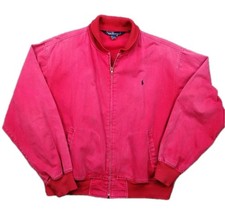 VTG Polo Ralph Lauren Men  s XL Harrington Jacket Faded Red Pony Logo Wool Blend