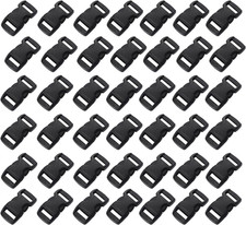 100 Pack 3/8 Inch Curve Contoured Black Plastic Side Release Buckles for Paracor