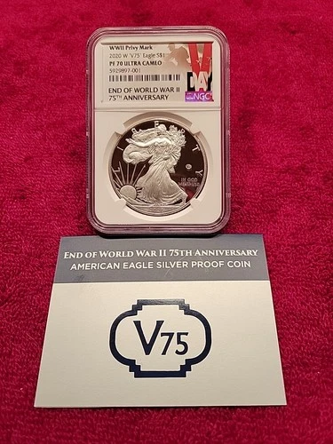 2020-W "V75" American Silver Eagle NGC Pf70 WW2 Privy Mark