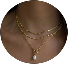 Layered Necklaces for Women Dainty Gold Necklace 14K Gold Plated