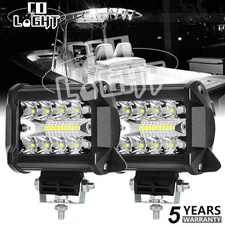 2PCS 200W 4" INCH LED Marine Spreader Deck/Mast Work lights For Boat Flood Light